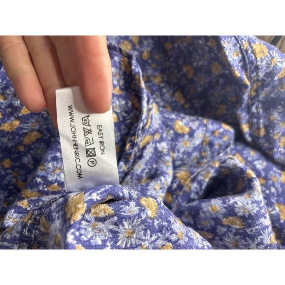 John Heinrich Purple Floral Button Down Linen Shirt 16.5/42 - Picture 7 of 9